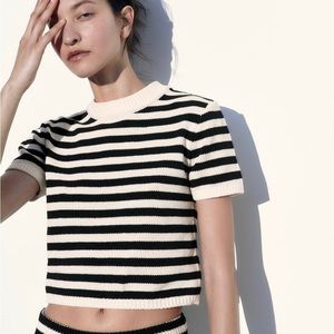 Zara chenille knit crop shirt